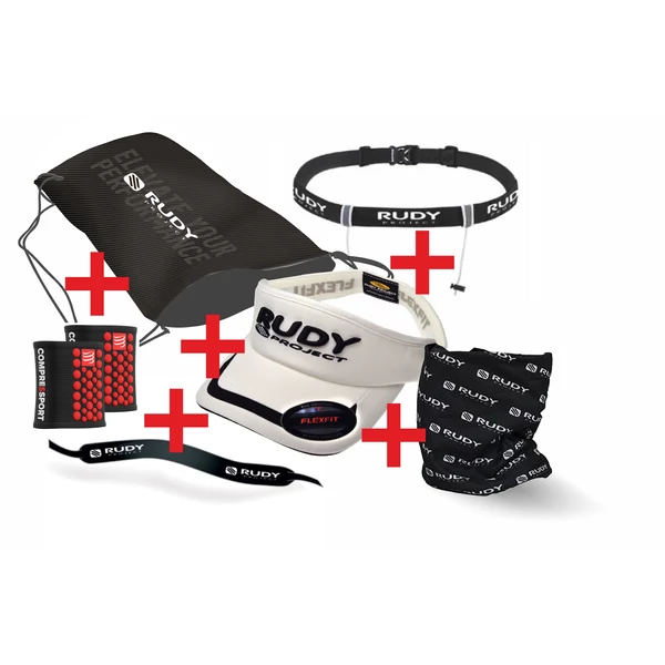 CSOMAG VISOR +NEORPENE FEJPÁNT +GYM BAG TÁSKA +CSŐSÁL +RAJTSZÁMTARTÓ +COMPRESSPORT 3D DOTS BLACK CSUKLÓPÁNT 